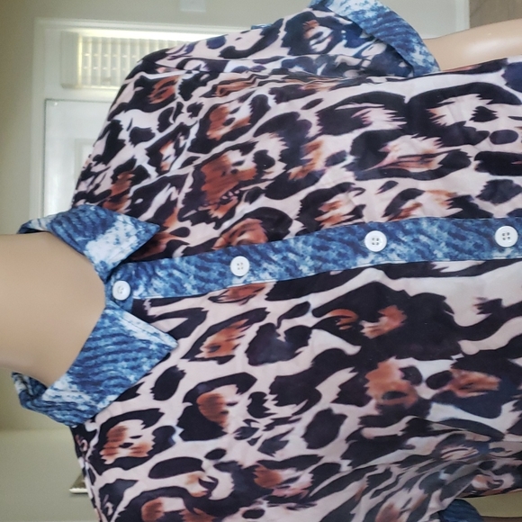 L abstract Animal print pattern block ombre cuffed sleeve - Picture 5 of 8